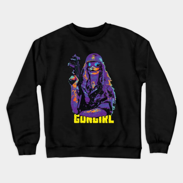GunGirl Crewneck Sweatshirt by steve@artlife-designs.com